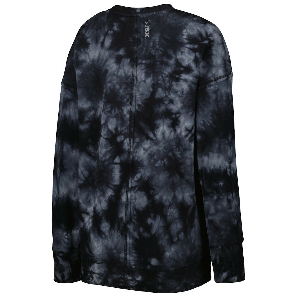 New Orleans Saints MSX by Michael Strahan Women's Bailey Tie-Dye Tri-Blend Pullover Sweatshirt Black - NFL