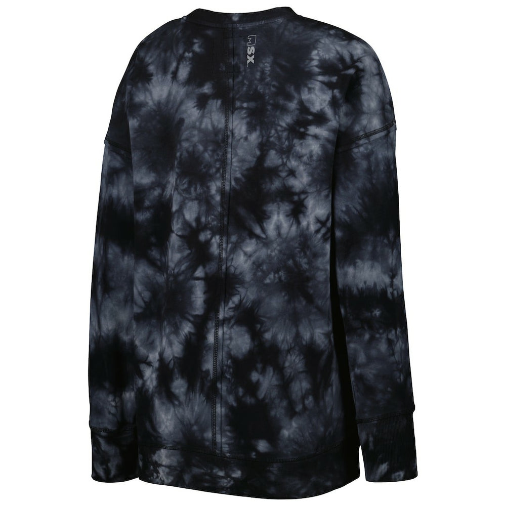 New Orleans Saints MSX by Michael Strahan Women's Bailey Tie-Dye Tri-Blend Pullover Sweatshirt Black - NFL