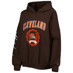 Cleveland Browns Tommy Hilfiger Women's Becca Drop Shoulder Pullover Hoodie Brown - NFL