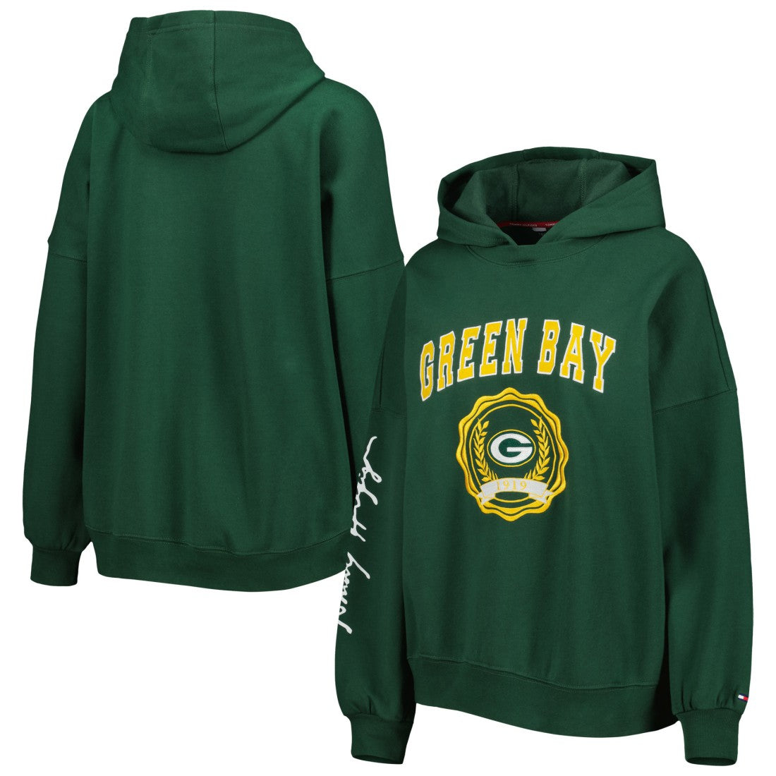 Green Bay Packers Tommy Hilfiger Women's Becca Drop Shoulder Pullover Hoodie Green - NFL