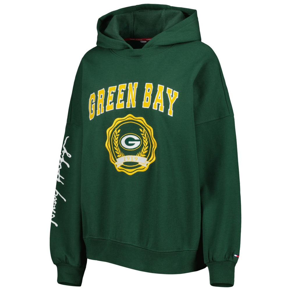 Green Bay Packers Tommy Hilfiger Women's Becca Drop Shoulder Pullover Hoodie Green - NFL