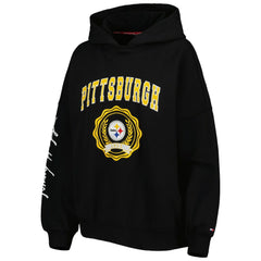 Pittsburgh Steelers Tommy Hilfiger Women's Becca Drop Shoulder Pullover Hoodie Black - NFL