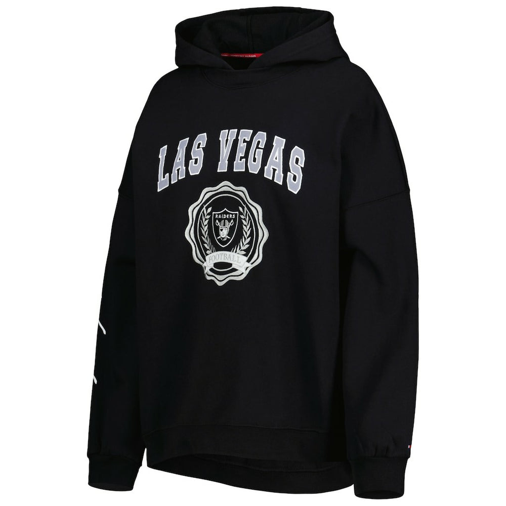 Las Vegas Raiders Tommy Hilfiger Women's Becca Drop Shoulder Pullover Hoodie Black - NFL