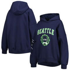 Seattle Seahawks Tommy Hilfiger Women's Becca Drop Shoulder Pullover Hoodie College Navy - NFL