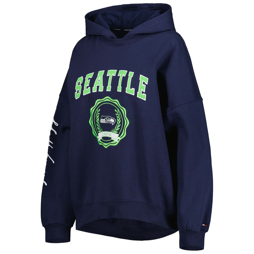 Seattle Seahawks Tommy Hilfiger Women's Becca Drop Shoulder Pullover Hoodie College Navy - NFL