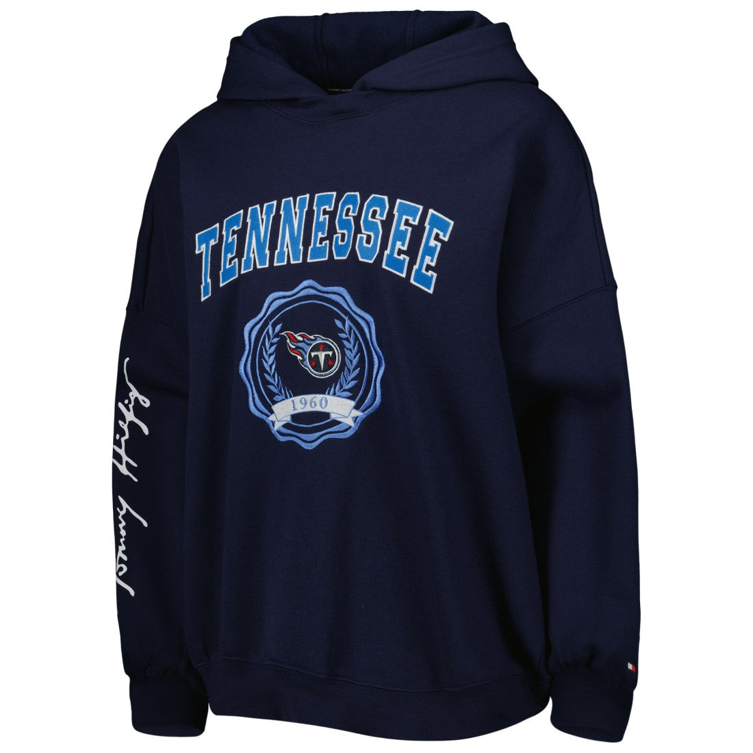 Tennessee Titans Tommy Hilfiger Women's Becca Drop Shoulder Pullover Hoodie Navy - NFL