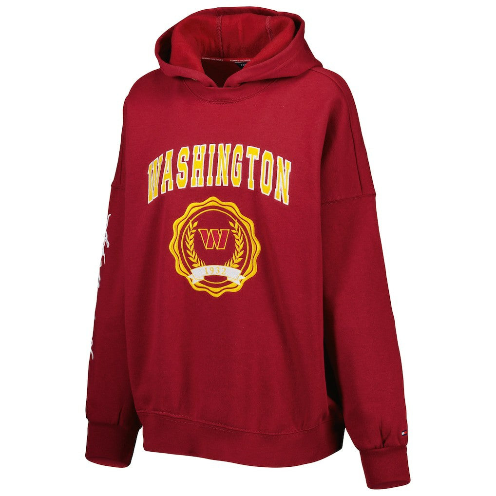 Washington Commanders Tommy Hilfiger Women's Becca Drop Shoulder Pullover Hoodie Burgundy - NFL