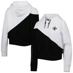 New Orleans Saints DKNY Sport Women's Bobbi Color Blocked Pullover Hoodie White/Black - NFL