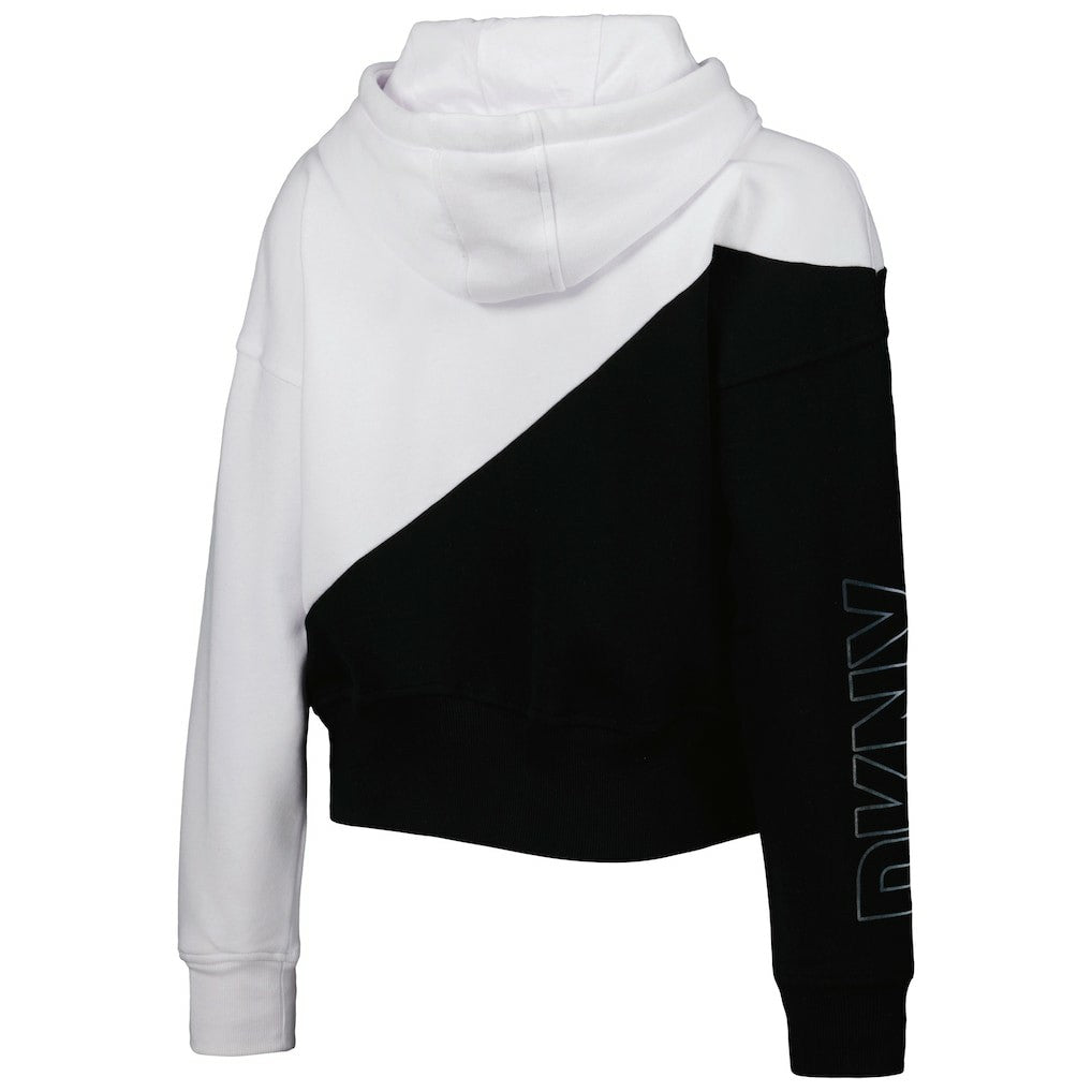 New Orleans Saints DKNY Sport Women's Bobbi Color Blocked Pullover Hoodie White/Black - NFL