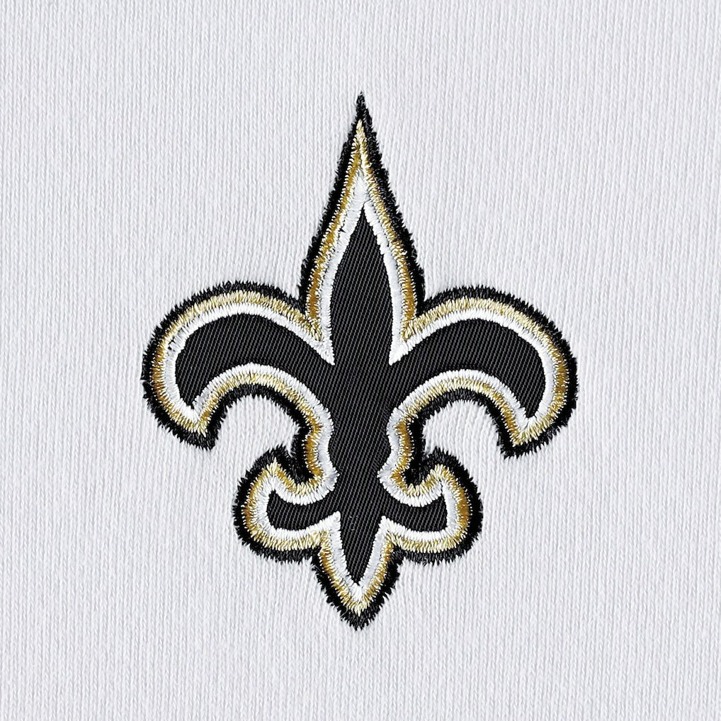 New Orleans Saints DKNY Sport Women's Bobbi Color Blocked Pullover Hoodie White/Black - NFL