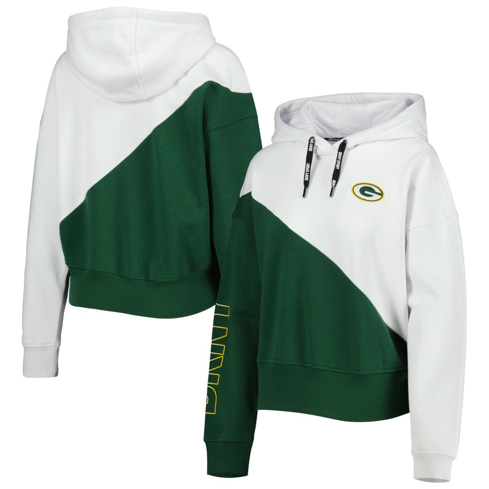 Green Bay Packers DKNY Sport Women's Bobbi Color Blocked Pullover Hoodie White/Green - NFL