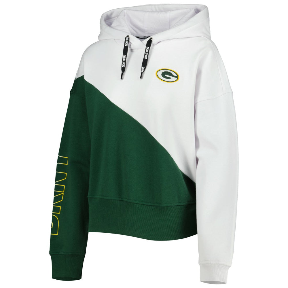 Green Bay Packers DKNY Sport Women's Bobbi Color Blocked Pullover Hoodie White/Green - NFL