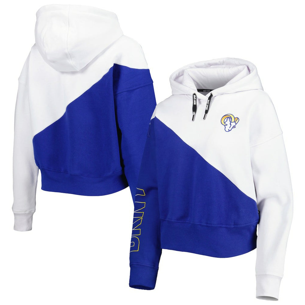 Los Angeles Rams DKNY Sport Women's Bobbi Color Blocked Pullover Hoodie White/Royal - NFL