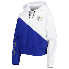 Los Angeles Rams DKNY Sport Women's Bobbi Color Blocked Pullover Hoodie White/Royal - NFL