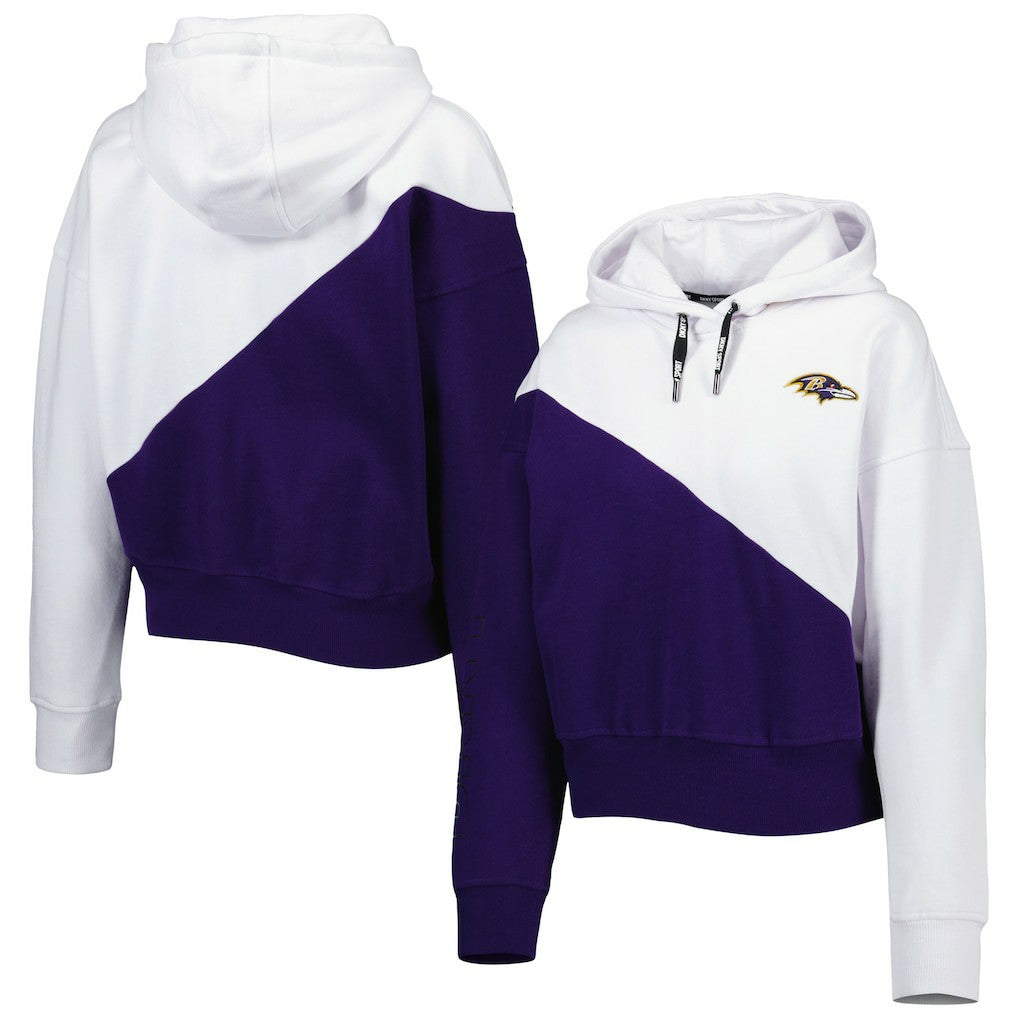 Baltimore Ravens DKNY Sport Women's Bobbi Color Blocked Pullover Hoodie White/Purple - NFL