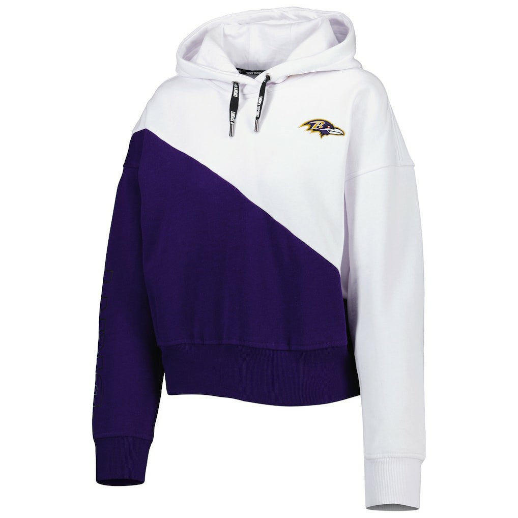 Baltimore Ravens DKNY Sport Women's Bobbi Color Blocked Pullover Hoodie White/Purple - NFL
