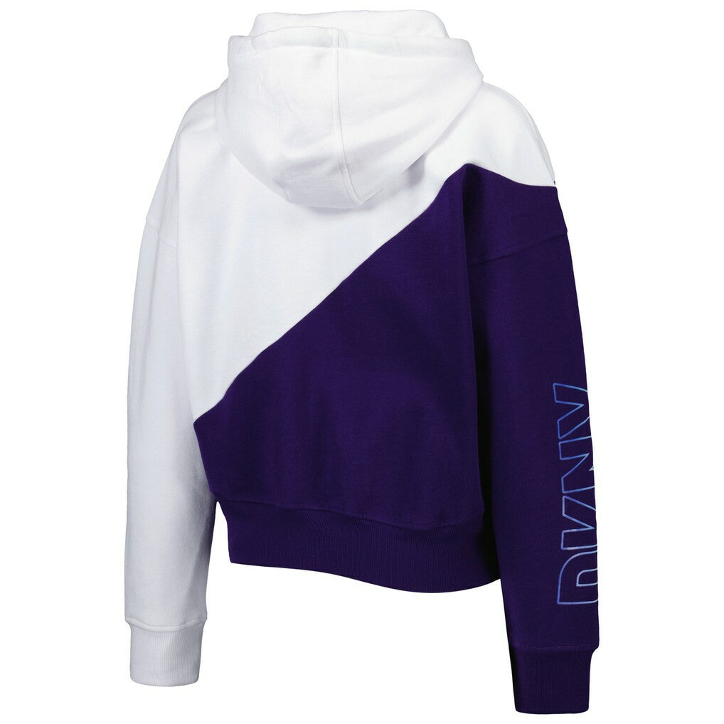 Baltimore Ravens DKNY Sport Women's Bobbi Color Blocked Pullover Hoodie White/Purple - NFL