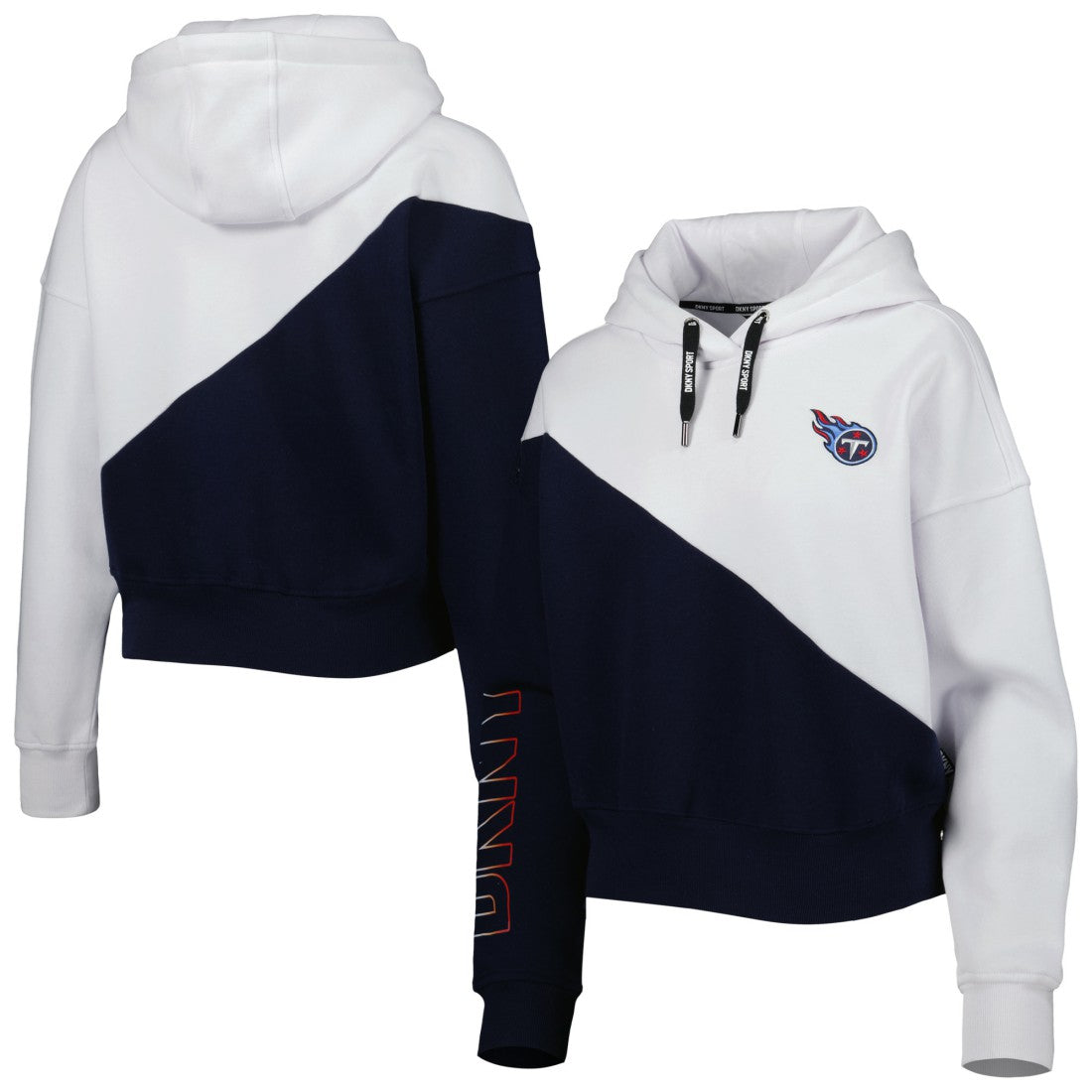 Tennessee Titans DKNY Sport Women's Bobbi Color Blocked Pullover Hoodie White/Navy - NFL