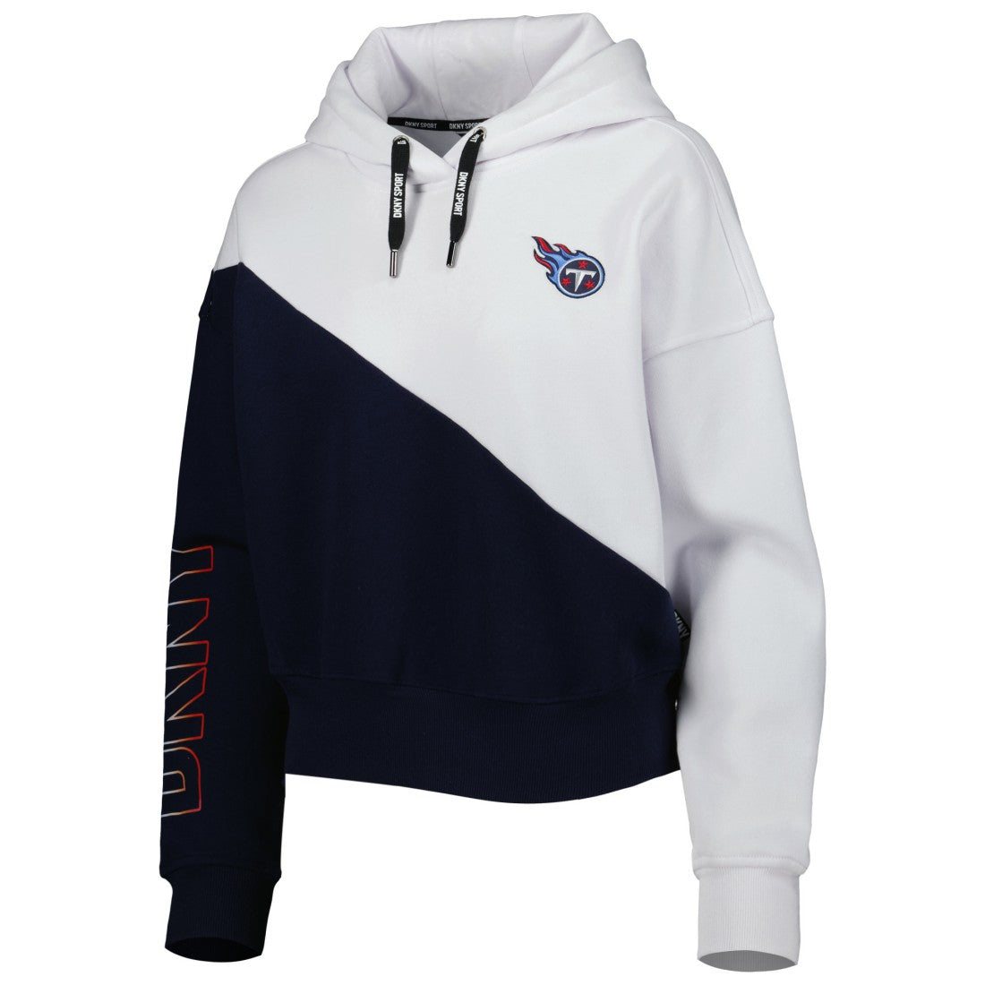 Tennessee Titans DKNY Sport Women's Bobbi Color Blocked Pullover Hoodie White/Navy - NFL