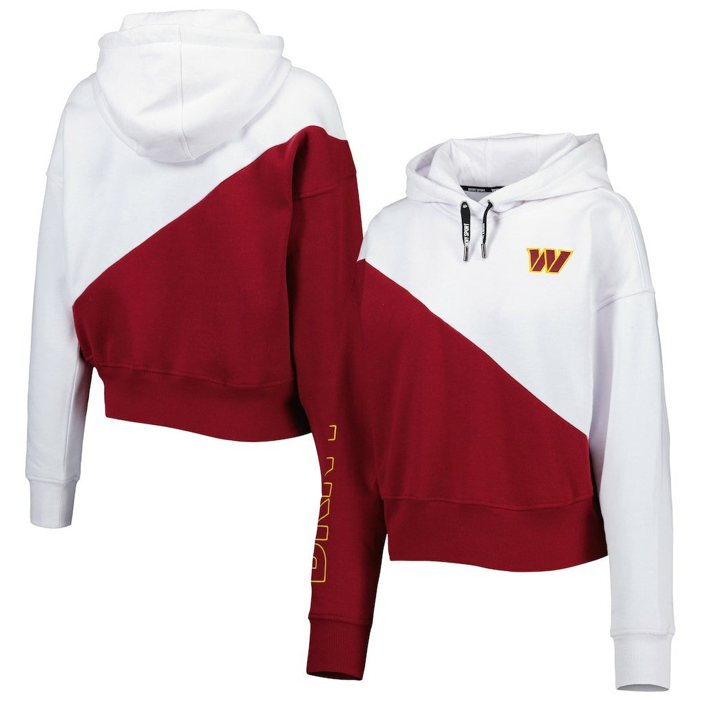 Washington Commanders DKNY Sport Women's Bobbi Color Blocked Pullover Hoodie White/Burgundy - NFL