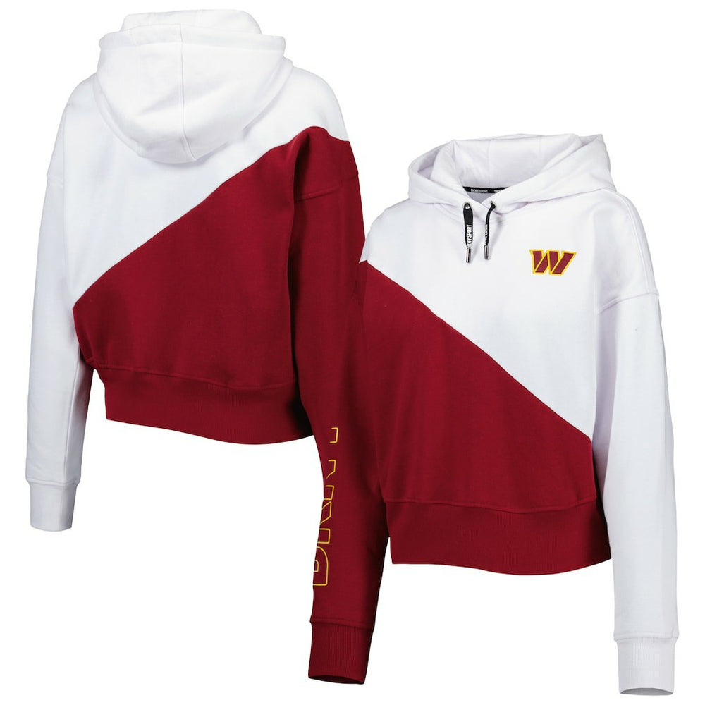 Washington Commanders DKNY Sport Women's Bobbi Color Blocked Pullover Hoodie White/Burgundy - NFL