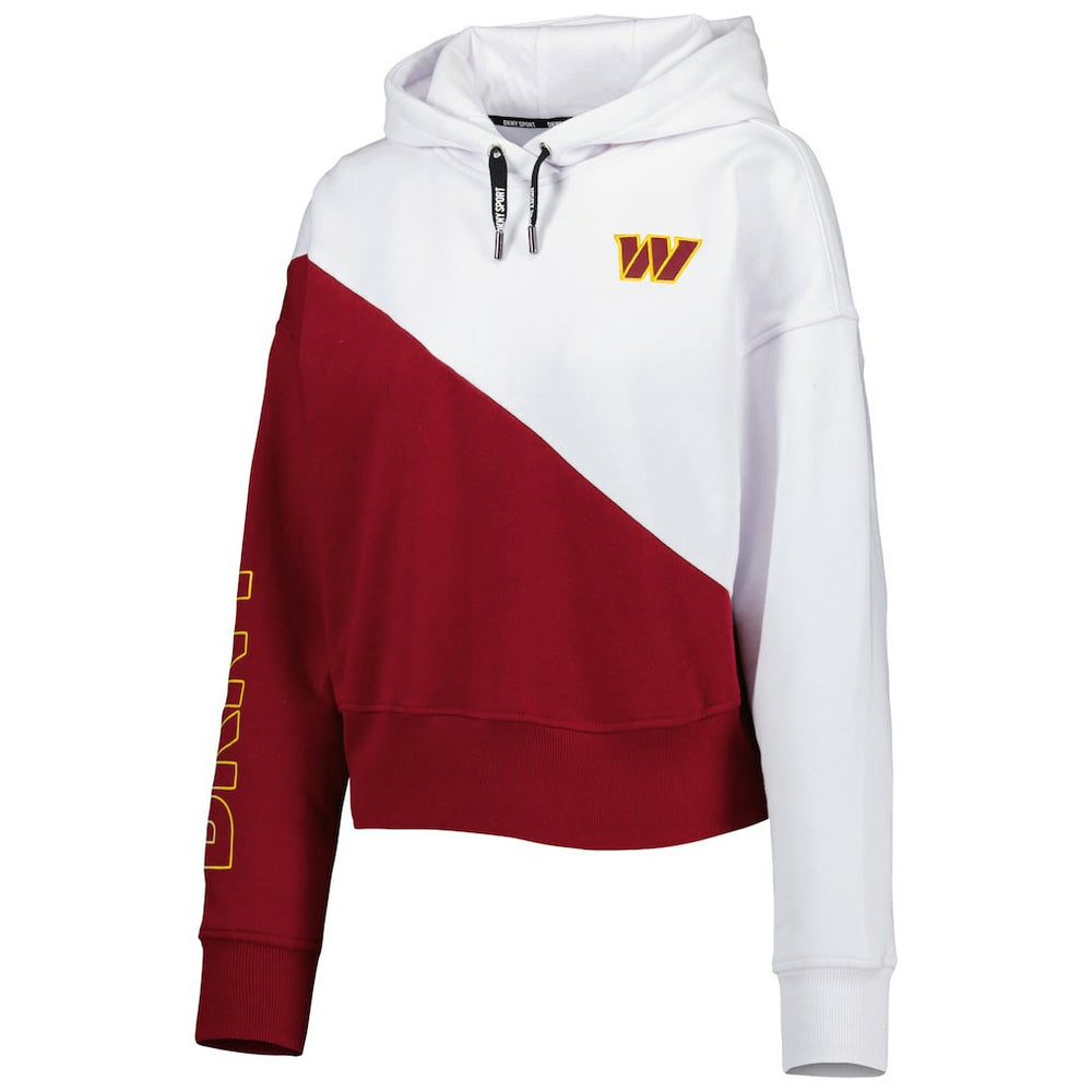Washington Commanders DKNY Sport Women's Bobbi Color Blocked Pullover Hoodie White/Burgundy - NFL