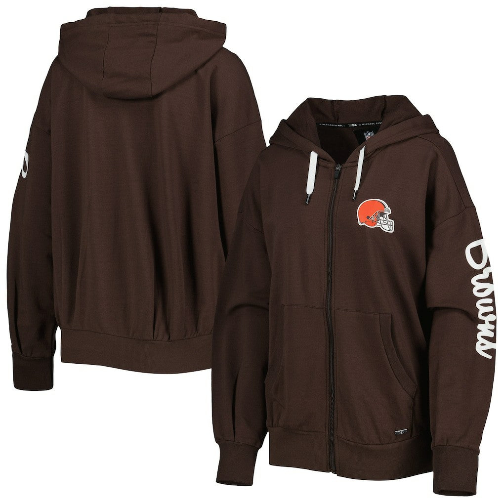 Cleveland Browns MSX by Michael Strahan Women's Emerson Lightweight Full-Zip Hoodie Brown - NFL