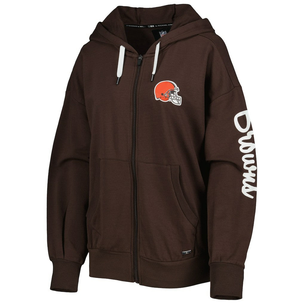 Cleveland Browns MSX by Michael Strahan Women's Emerson Lightweight Full-Zip Hoodie Brown - NFL