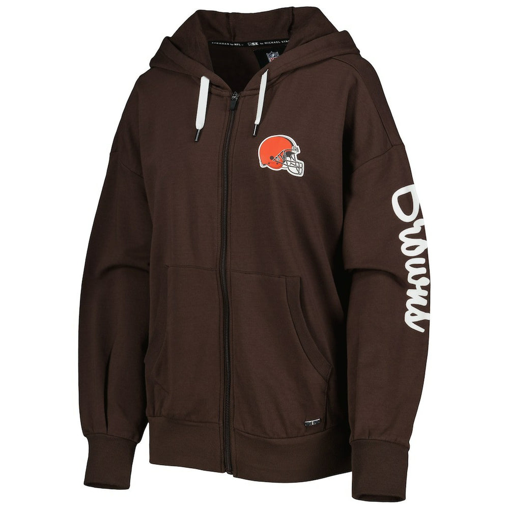 Cleveland Browns MSX by Michael Strahan Women's Emerson Lightweight Full-Zip Hoodie Brown - NFL