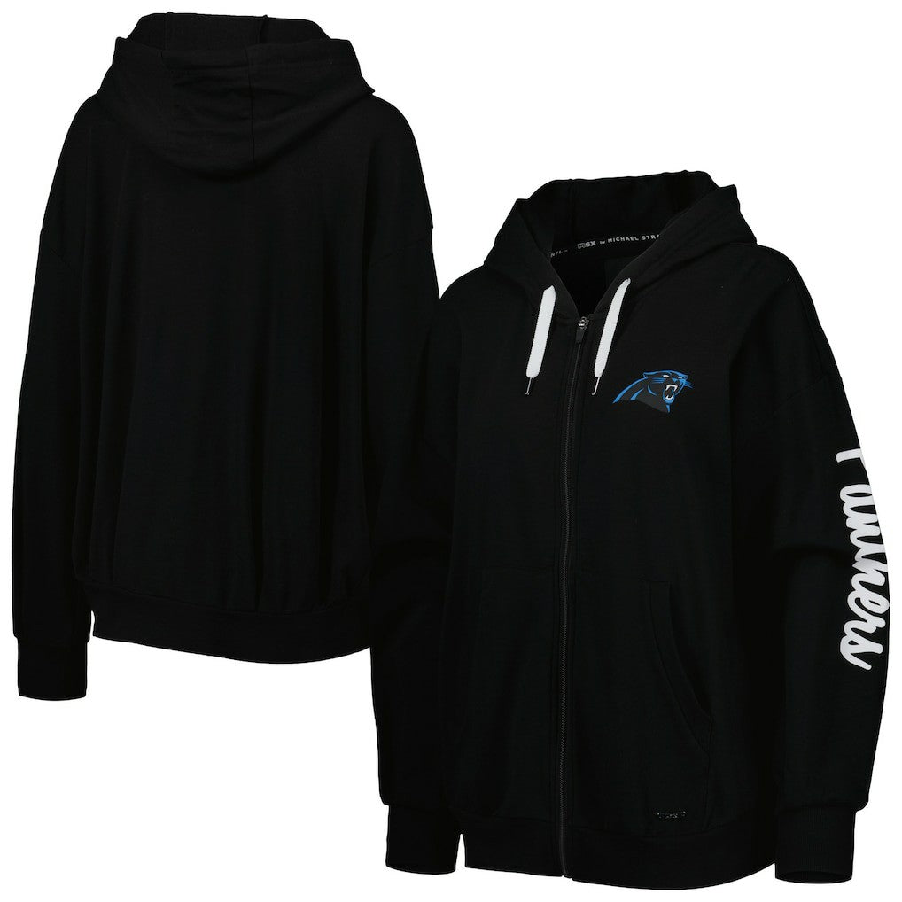 Carolina Panthers MSX by Michael Strahan Women's Emerson Lightweight Full-Zip Hoodie Black - NFL
