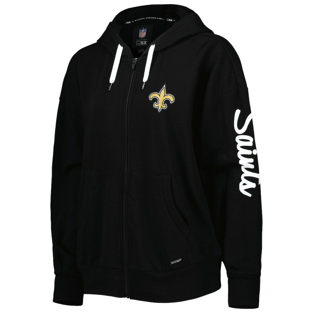New Orleans Saints MSX by Michael Strahan Women's Emerson Lightweight Full-Zip Hoodie Black - NFL