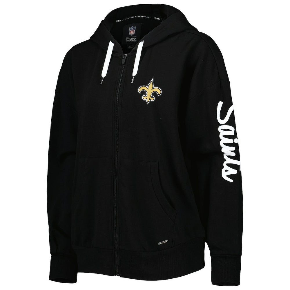 New Orleans Saints MSX by Michael Strahan Women's Emerson Lightweight Full-Zip Hoodie Black - NFL