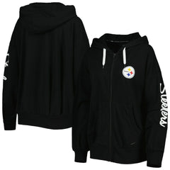 Pittsburgh Steelers MSX by Michael Strahan Women's Emerson Lightweight Full-Zip Hoodie Black - NFL