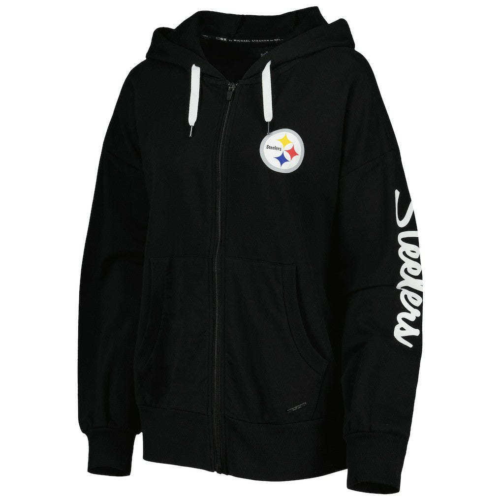 Pittsburgh Steelers MSX by Michael Strahan Women's Emerson Lightweight Full-Zip Hoodie Black - NFL