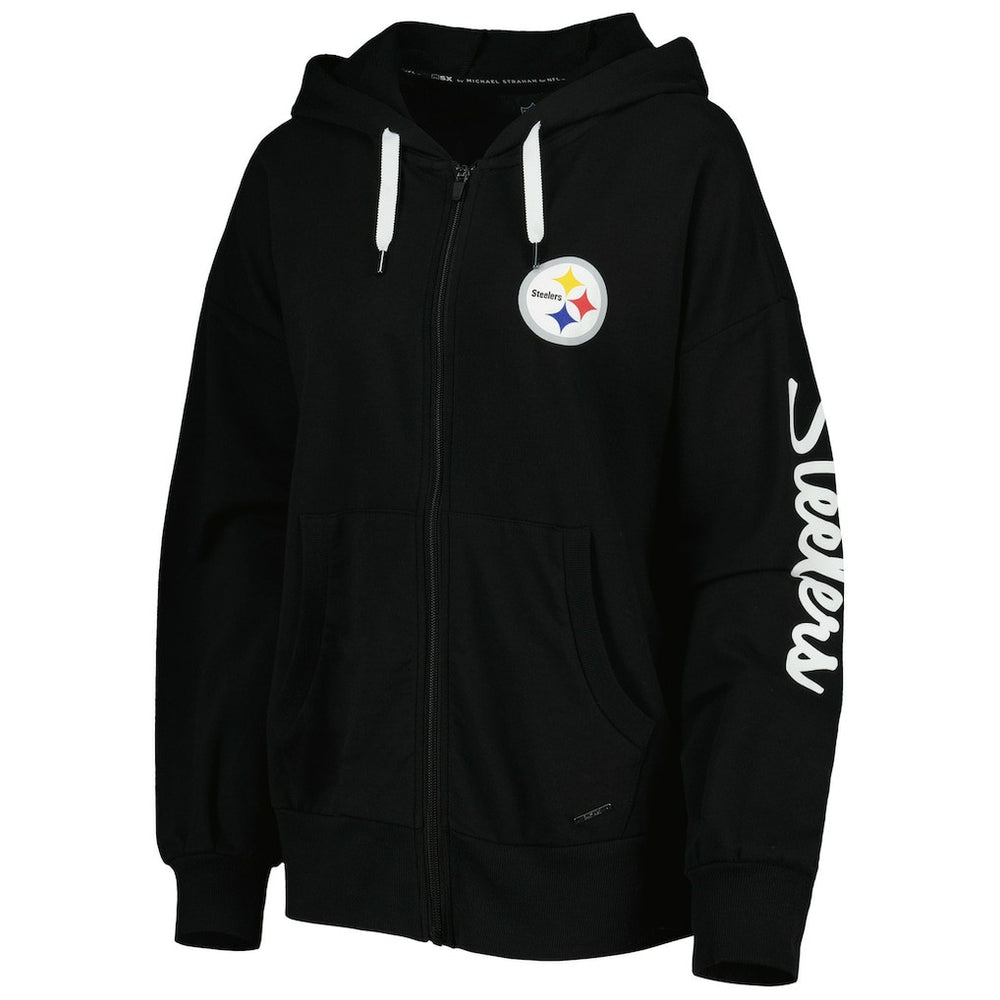 Pittsburgh Steelers MSX by Michael Strahan Women's Emerson Lightweight Full-Zip Hoodie Black - NFL