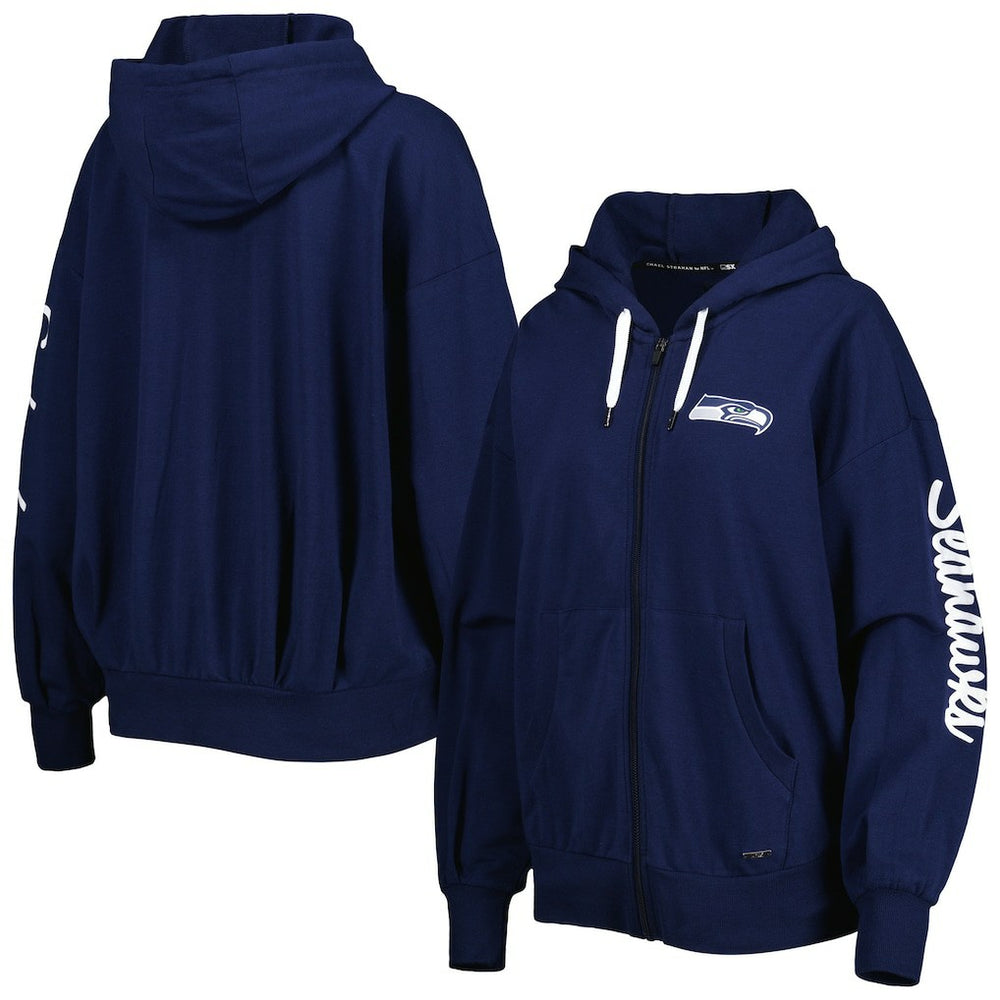 Seattle Seahawks MSX by Michael Strahan Women's Emerson Lightweight Full-Zip Hoodie College Navy - NFL