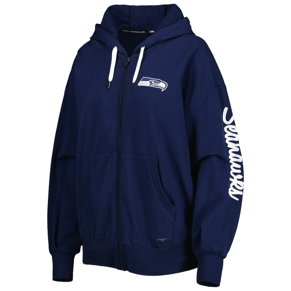 Seattle Seahawks MSX by Michael Strahan Women's Emerson Lightweight Full-Zip Hoodie College Navy - NFL