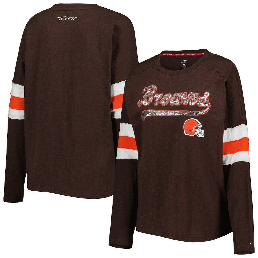 Cleveland Browns Tommy Hilfiger Women's Justine Long Sleeve Tunic T-Shirt Brown - NFL