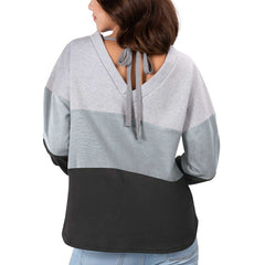 Las Vegas Raiders Touch Women's Outfield Deep V-Back Waist Length Pullover Sweatshirt Heather Gray/Black - NFL