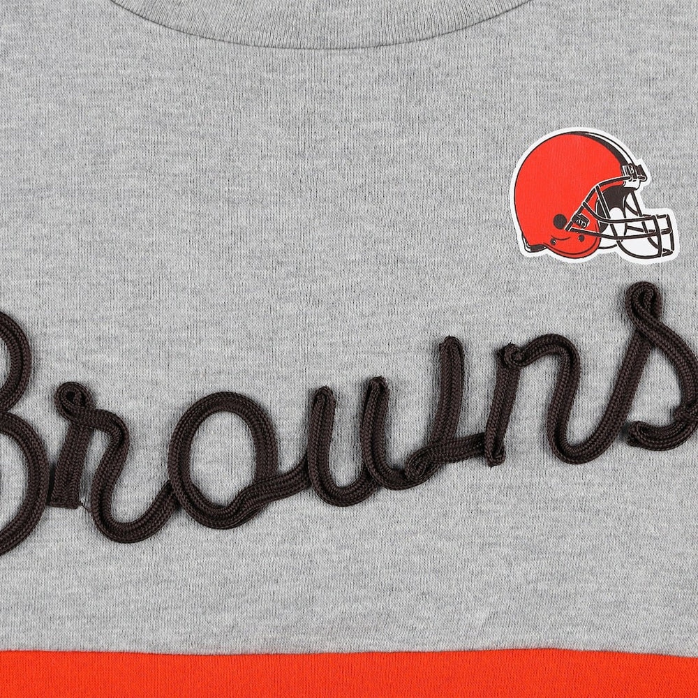 Cleveland Browns Touch Women's Outfield Deep V-Back Waist Length Pullover Sweatshirt Heather Gray/Brown - NFL