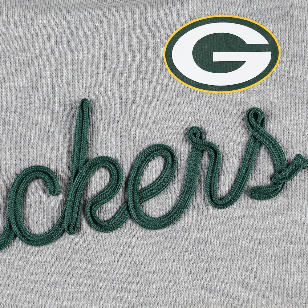 Green Bay Packers Touch Women's Outfield Deep V-Back Waist Length Pullover Sweatshirt Heather Gray/Green - NFL