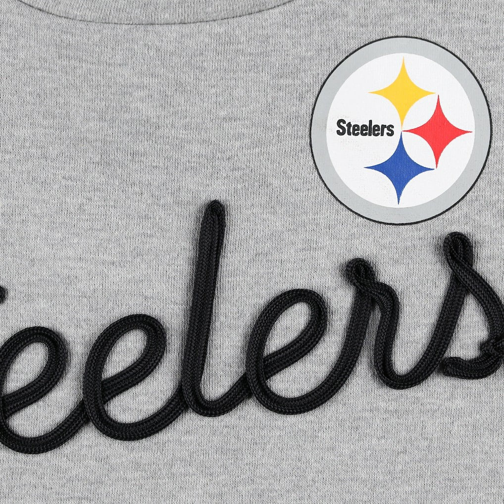 Pittsburgh Steelers Touch Women's Outfield Deep V-Back Waist Length Pullover Sweatshirt Heather Gray/Black - NFL