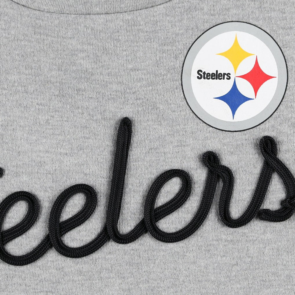 Pittsburgh Steelers Touch Women's Outfield Deep V-Back Waist Length Pullover Sweatshirt Heather Gray/Black - NFL