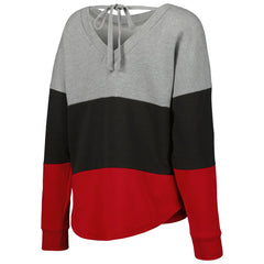 Tampa Bay Buccaneers Touch Women's Outfield Deep V-Back Waist Length Pullover Sweatshirt Heather Gray/Red - NFL