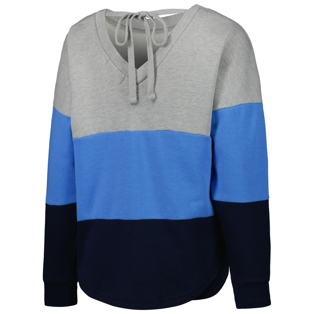 Tennessee Titans Touch Women's Outfield Deep V-Back Waist Length Pullover Sweatshirt Heather Gray/Navy - NFL