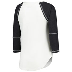 Las Vegas Raiders Touch Women's Rebel Raglan Tri-Blend 3/4-Sleeve Lace-Up V-Neck T-Shirt White/Black - NFL