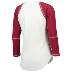 Washington Commanders Touch Women's Rebel Raglan Tri-Blend 3/4-Sleeve Lace-Up V-Neck T-Shirt White/Burgundy - NFL