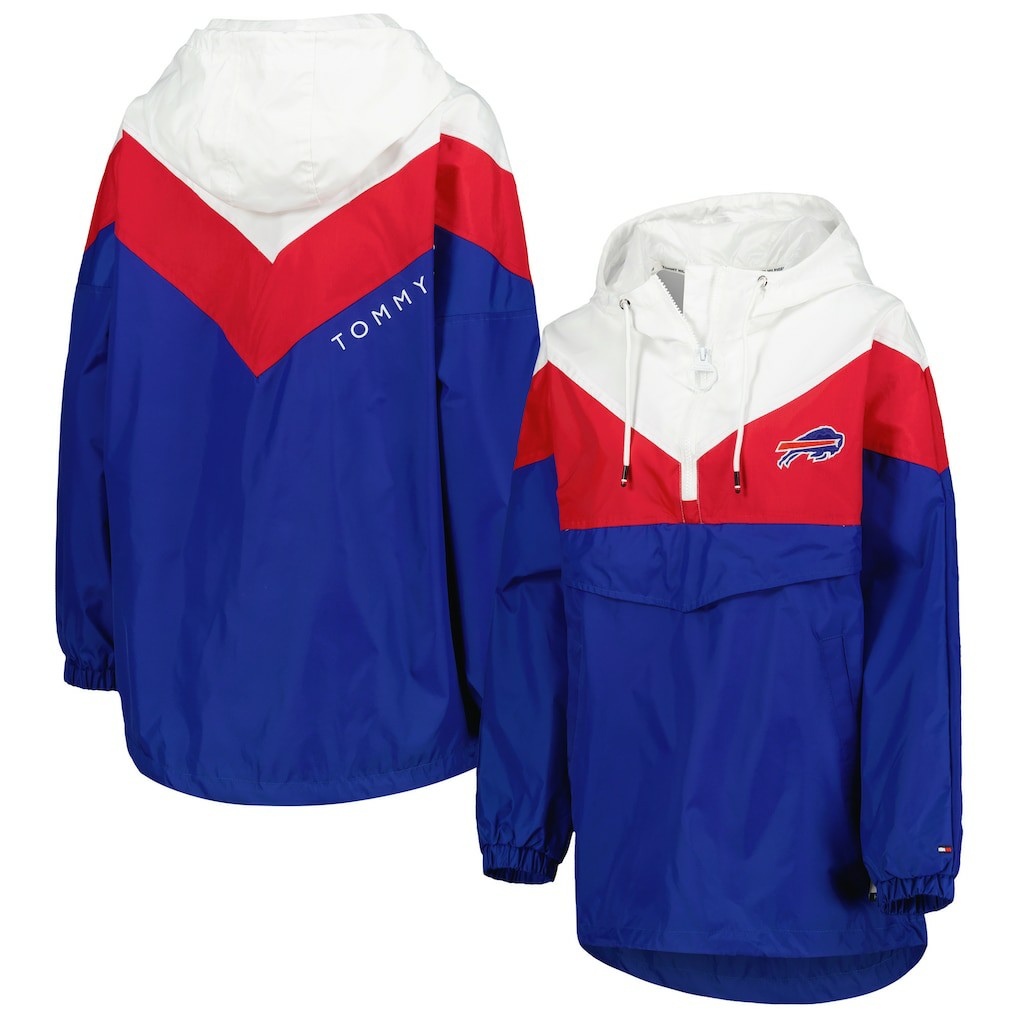 Buffalo Bills Tommy Hilfiger Women's Staci Half-Zip Hoodie Windbreaker Jacket White/Red - NFL