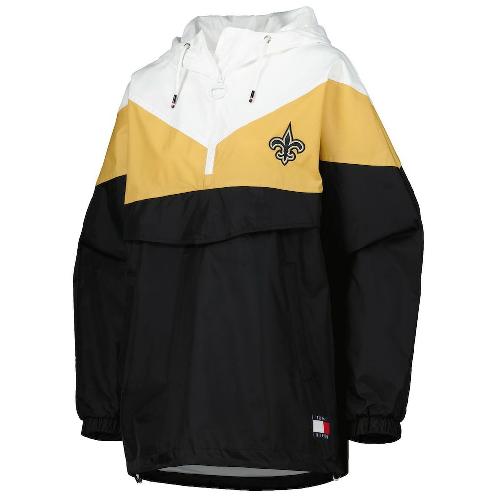 New Orleans Saints Tommy Hilfiger Women's Staci Half-Zip Hoodie Windbreaker Jacket White/Gold - NFL