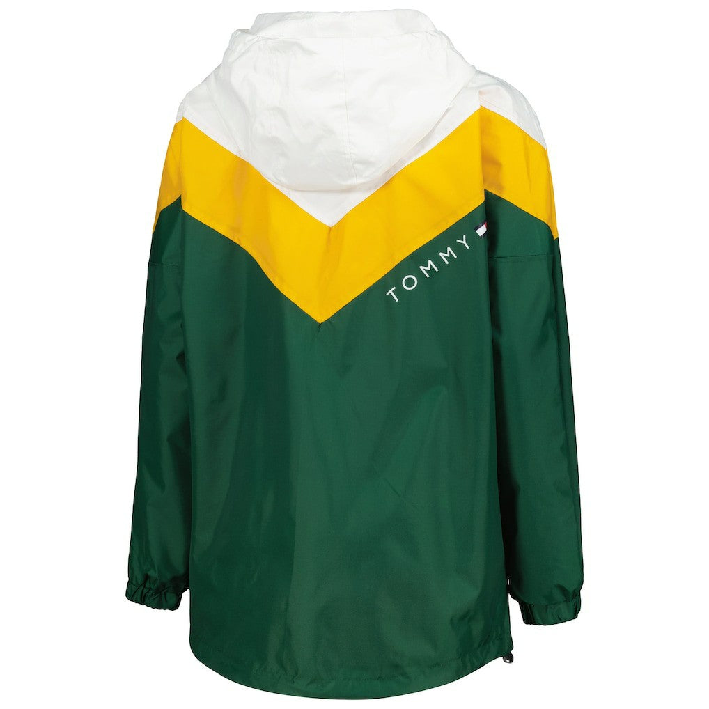 Green Bay Packers Tommy Hilfiger Women's Staci Half-Zip Hoodie Windbreaker Jacket White/Gold - NFL